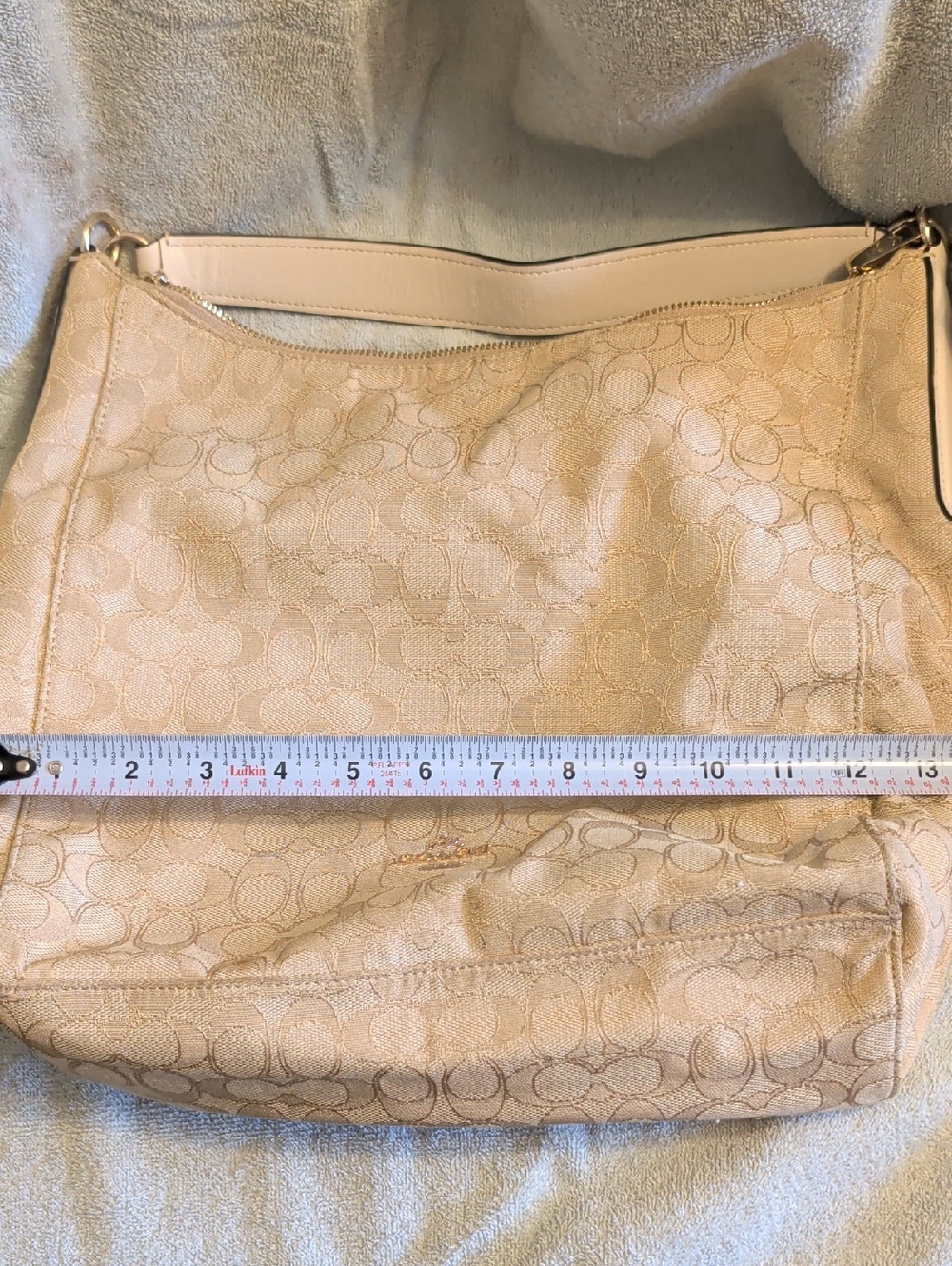 Coach Beige Signature Jacquard Shoulder Bag